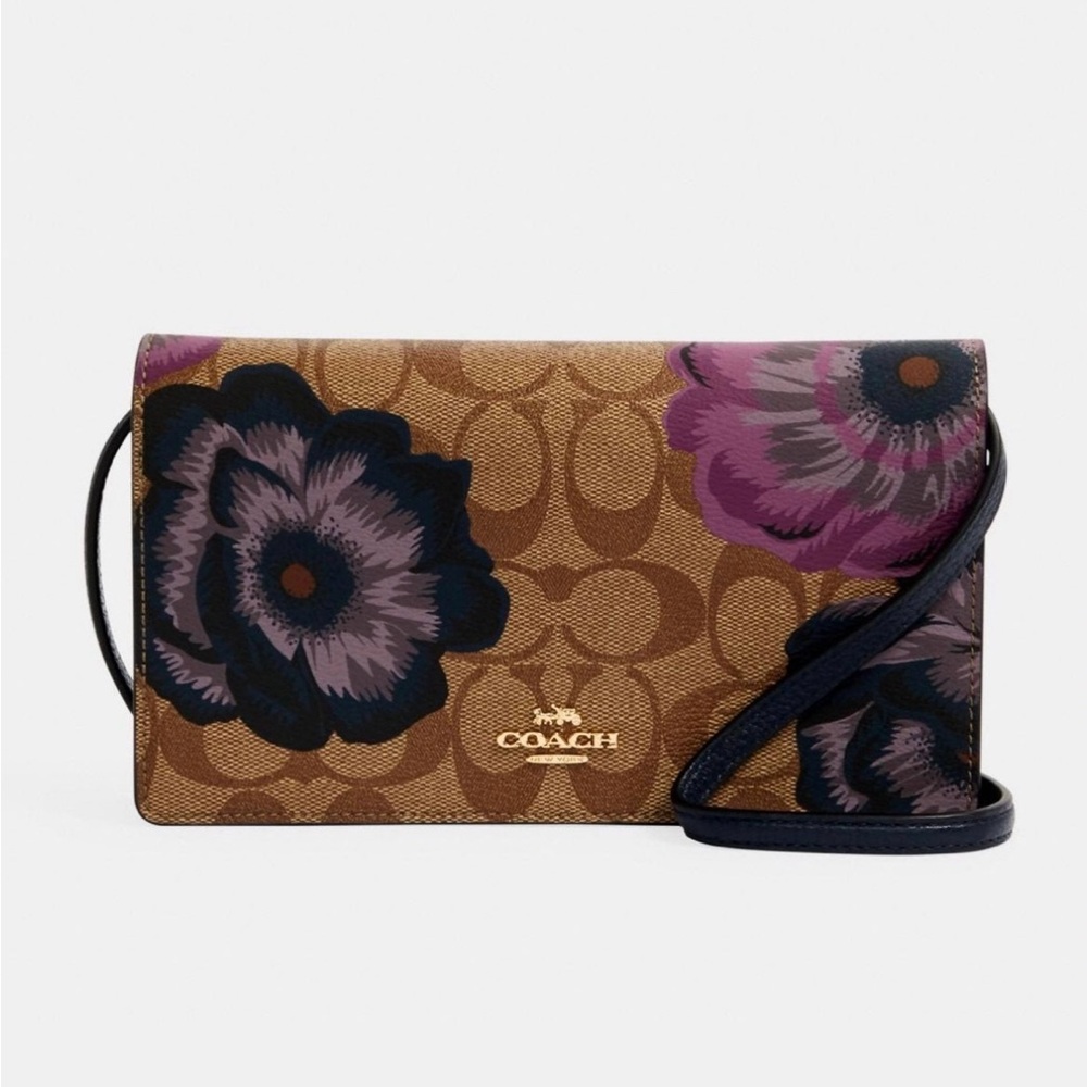 Coach Foldover Crossbody Clutch In Signature Canvas W Kaffe Fassett Print 6225